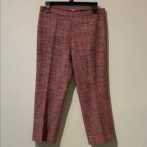 BCBGMAXAZRIA Metallic Pink Plaid Silk Pants - Women’s 6